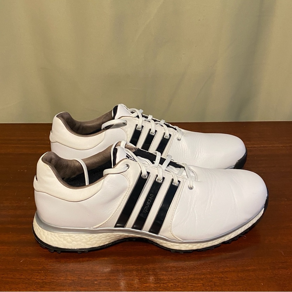 Adidas Tour360 Boost XT-SL Golf Shoes White/Core Black Spikeless Men’s 12